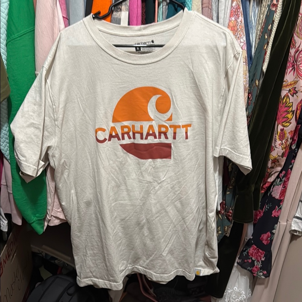 Carhartt Cream and Orange Short Sleeve Tee